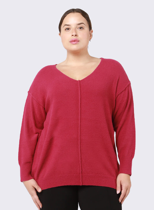 Berry Bright Ultra Soft V-Neck Sweater