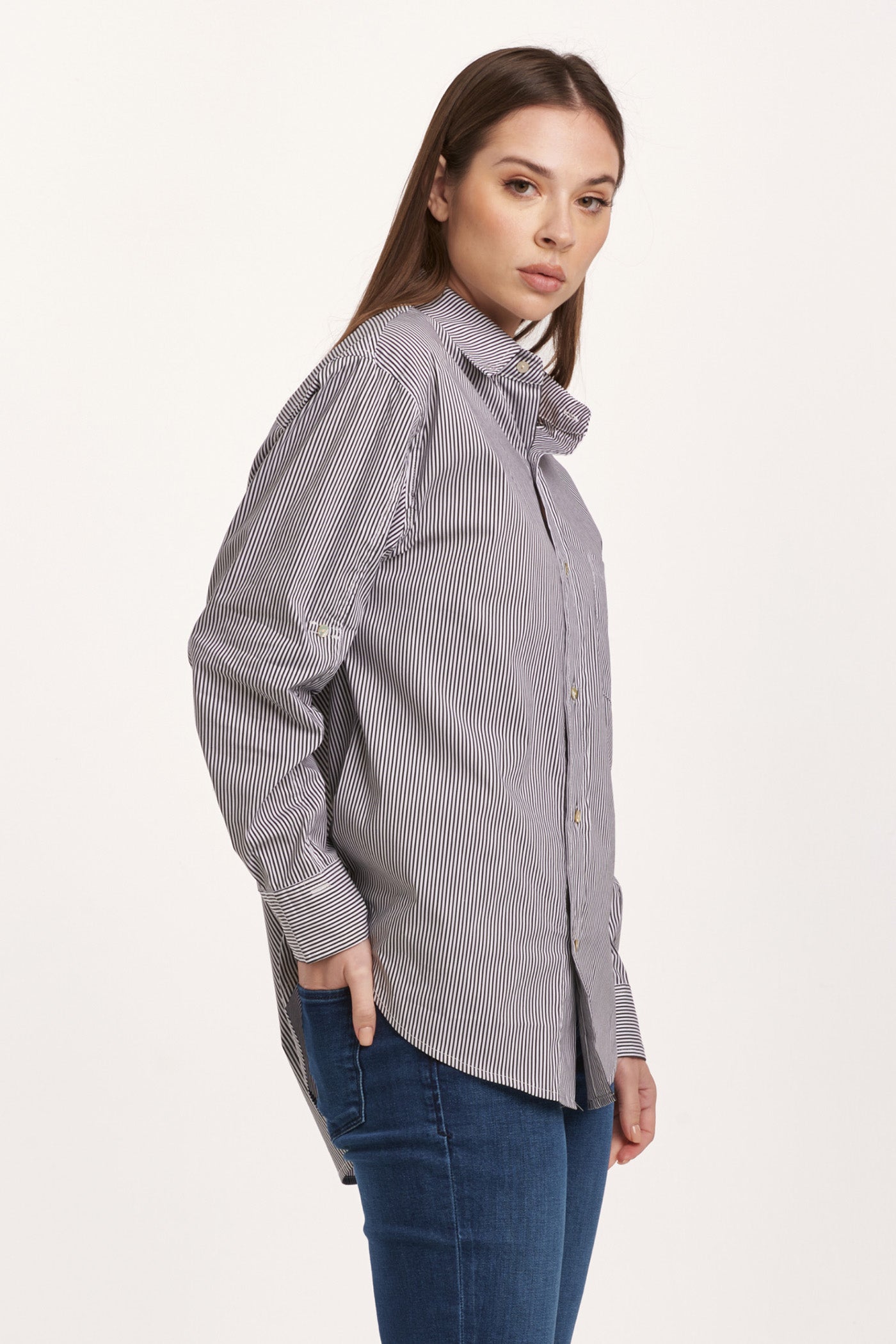 Lola Oversized Button Up Stripe Shirt