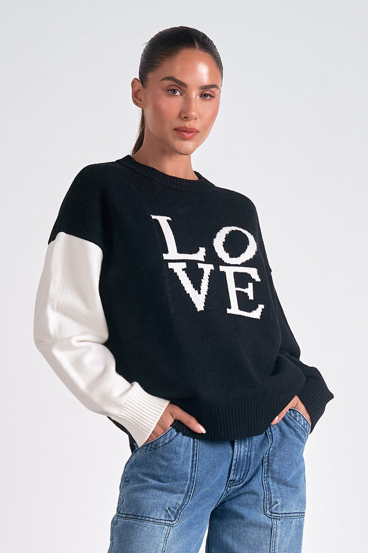 "Love" Color Block Sweater