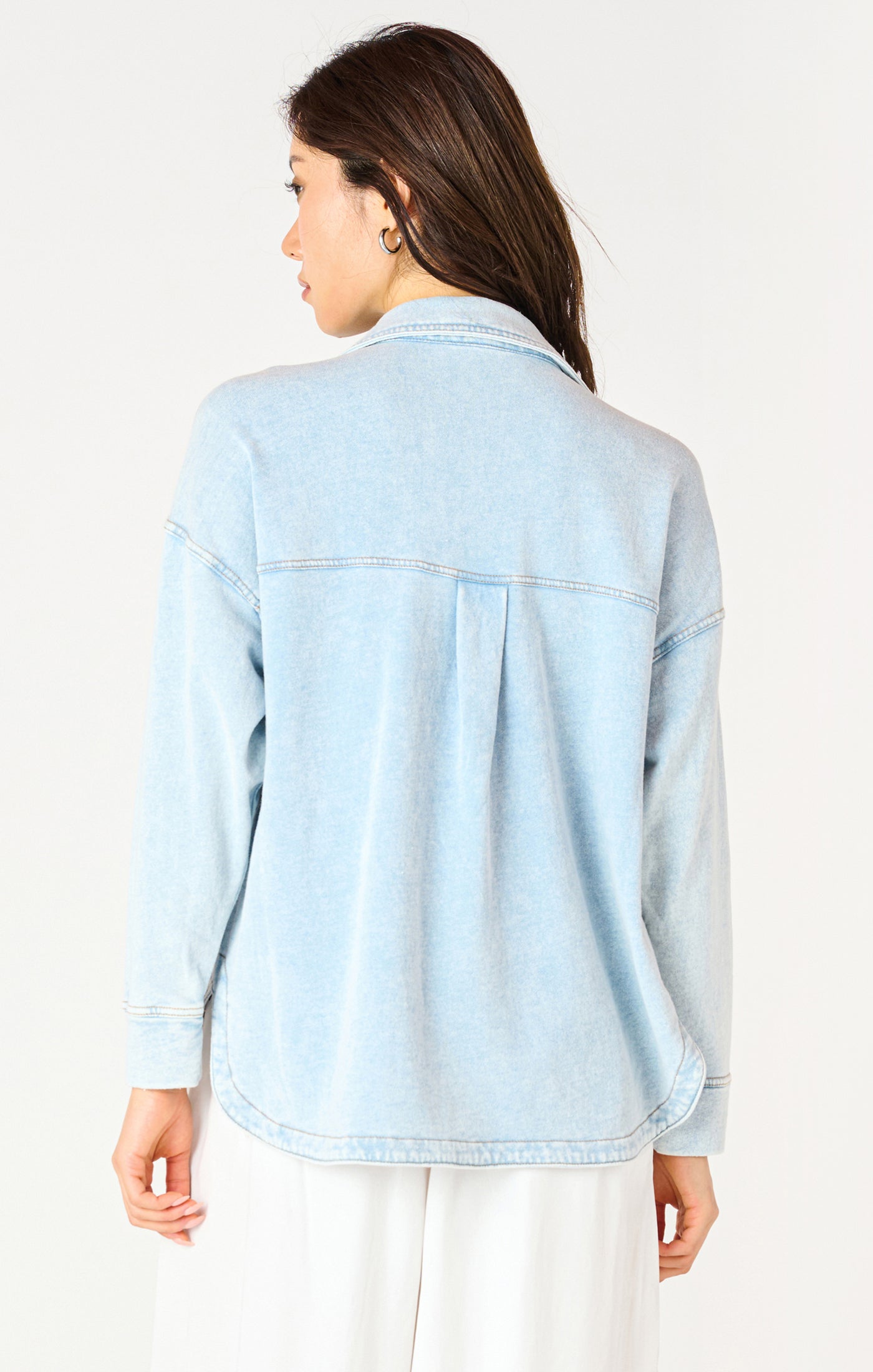 Washed Light Blue Knit Denim Jacket