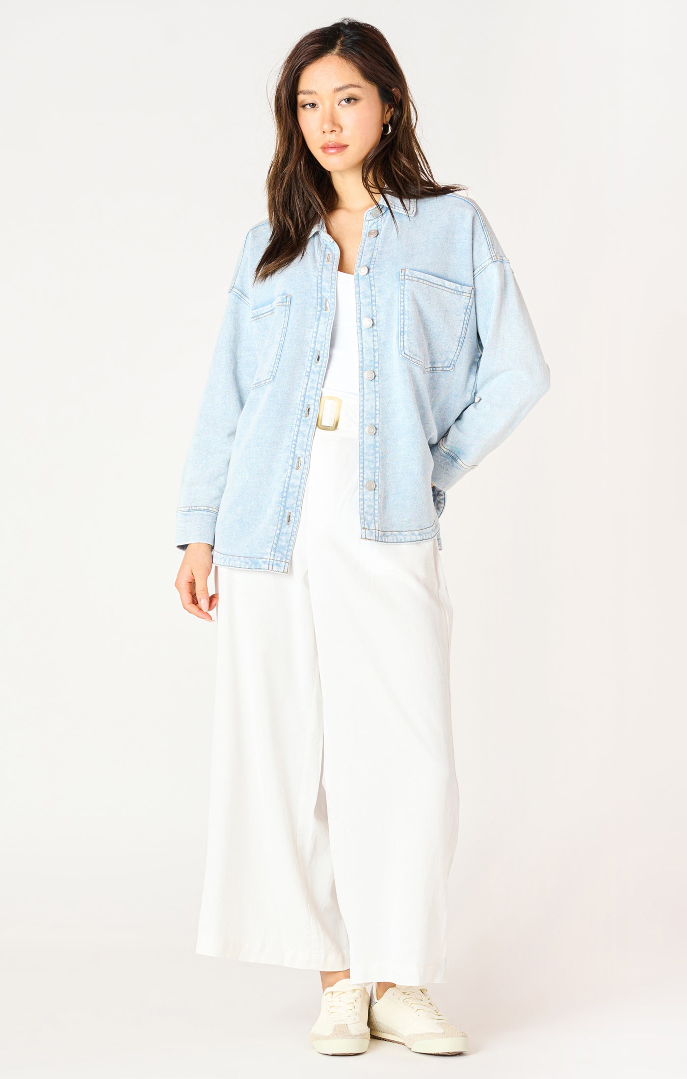 Washed Light Blue Knit Denim Jacket