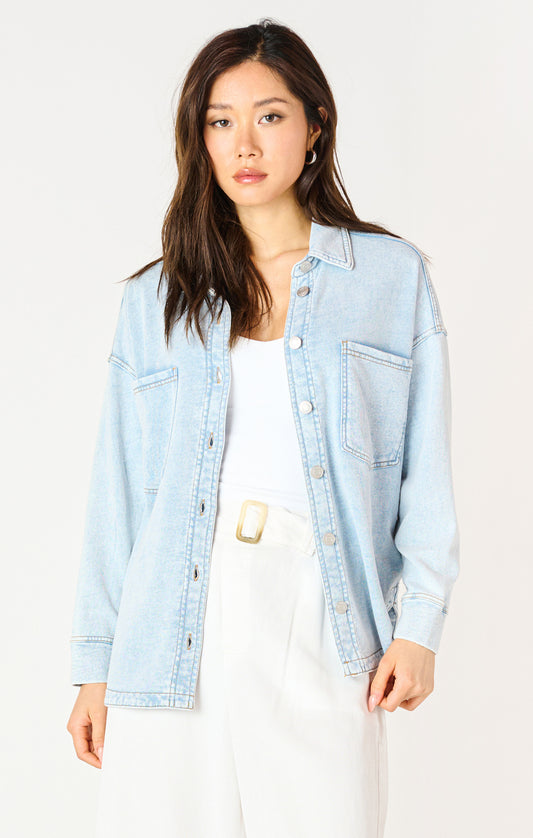 Washed Light Blue Knit Denim Jacket