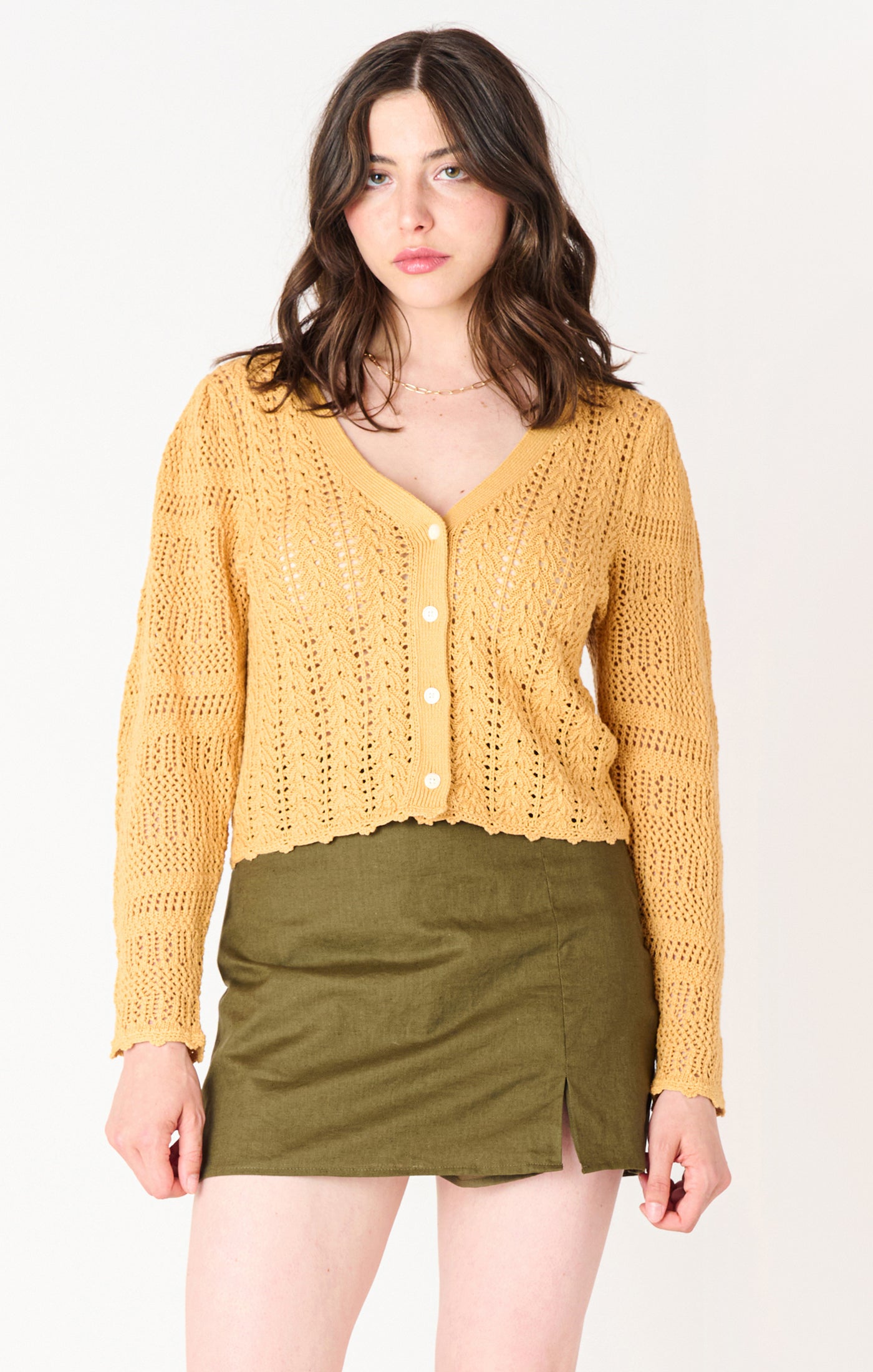 Soft Apricot Crochet Cardigan