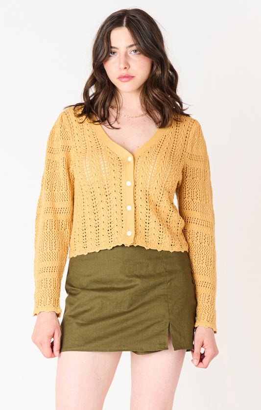 Soft Apricot Crochet Cardigan