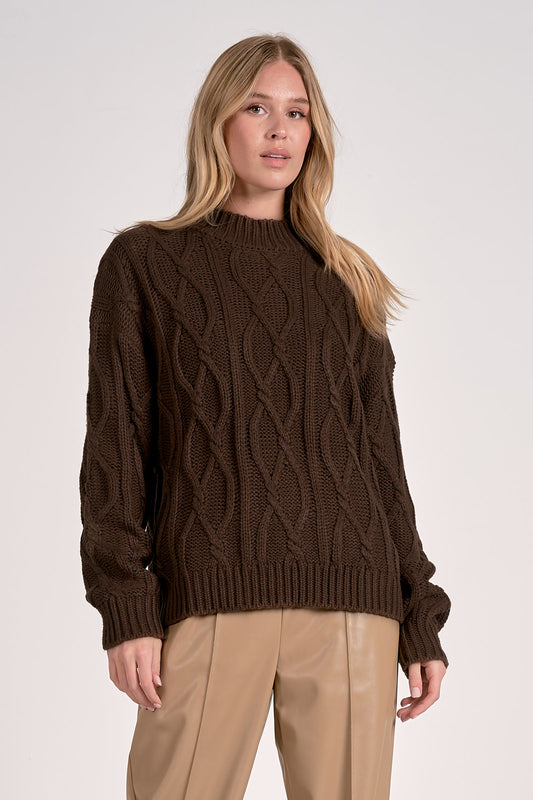 Cocoa Cable-Knit Chunky Sweater