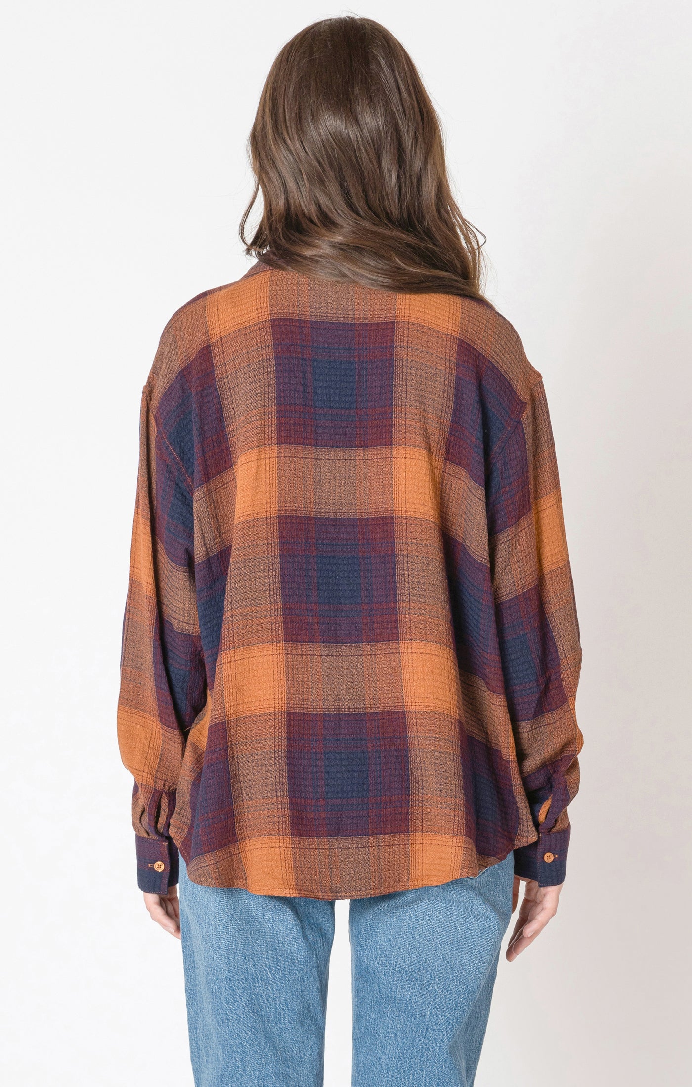 Plum Perfect Textured Plaid Button-Up