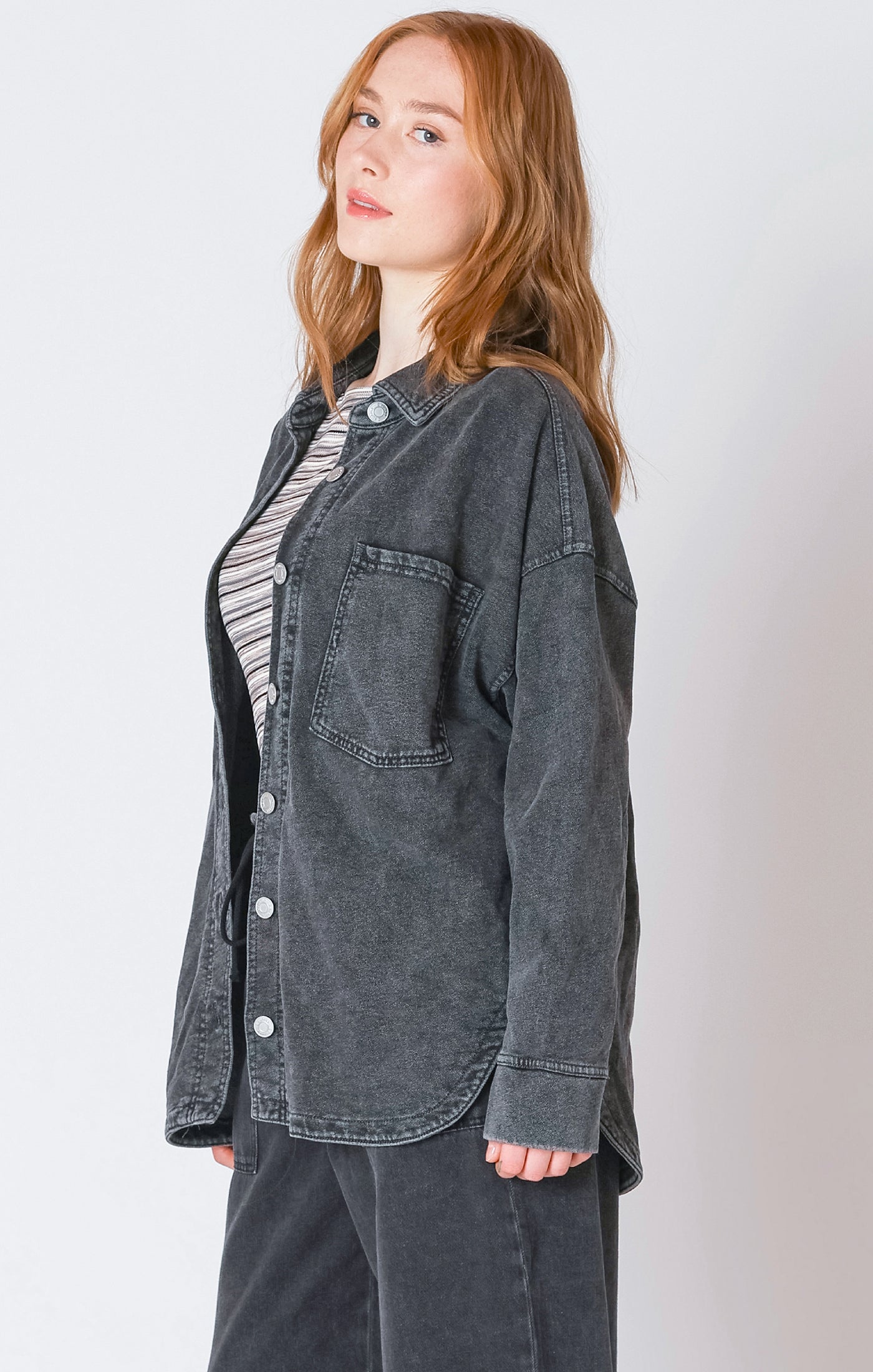 Midnight Edge Knit Denim Shacket