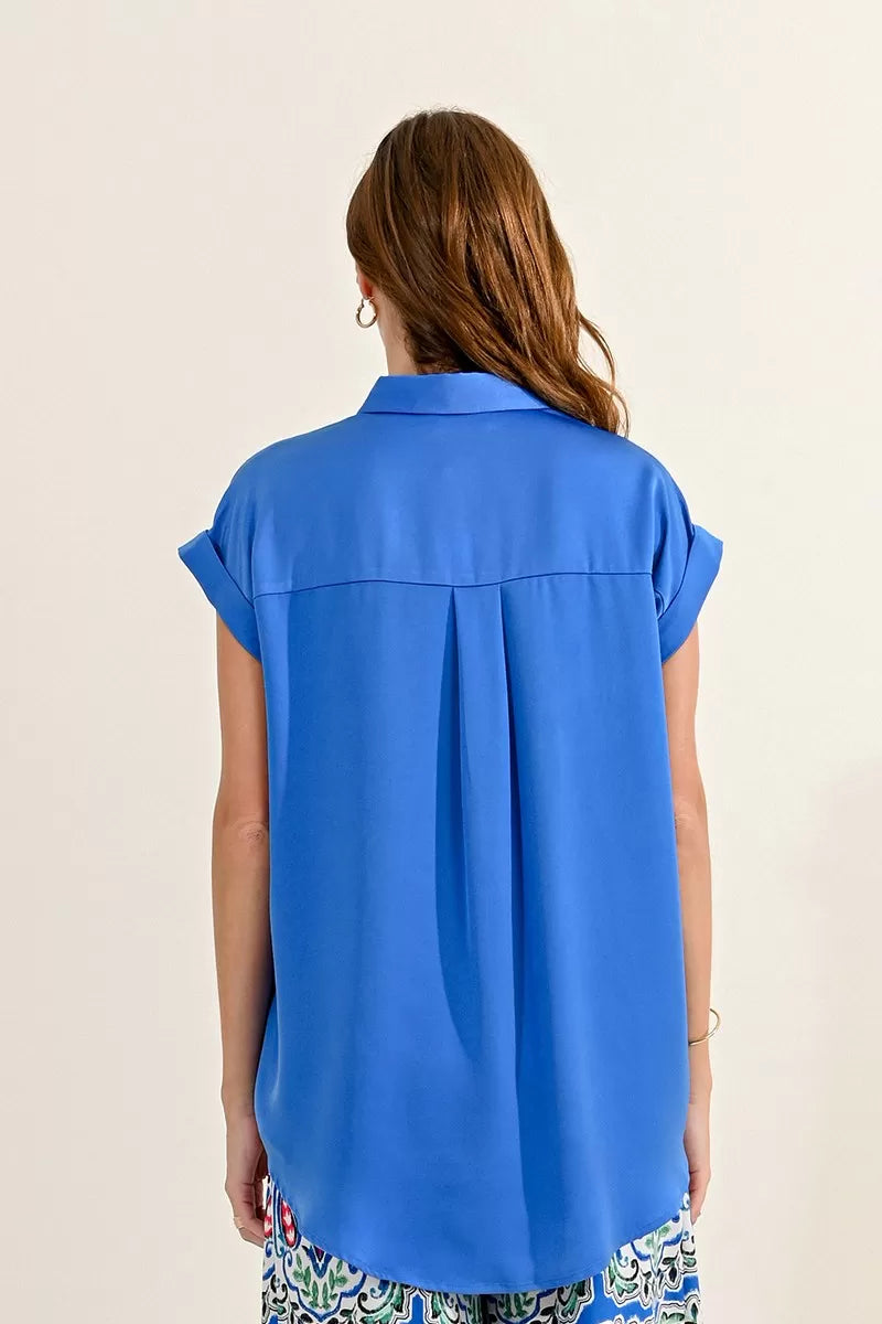 Satin Look Cobalt Blue Shirt