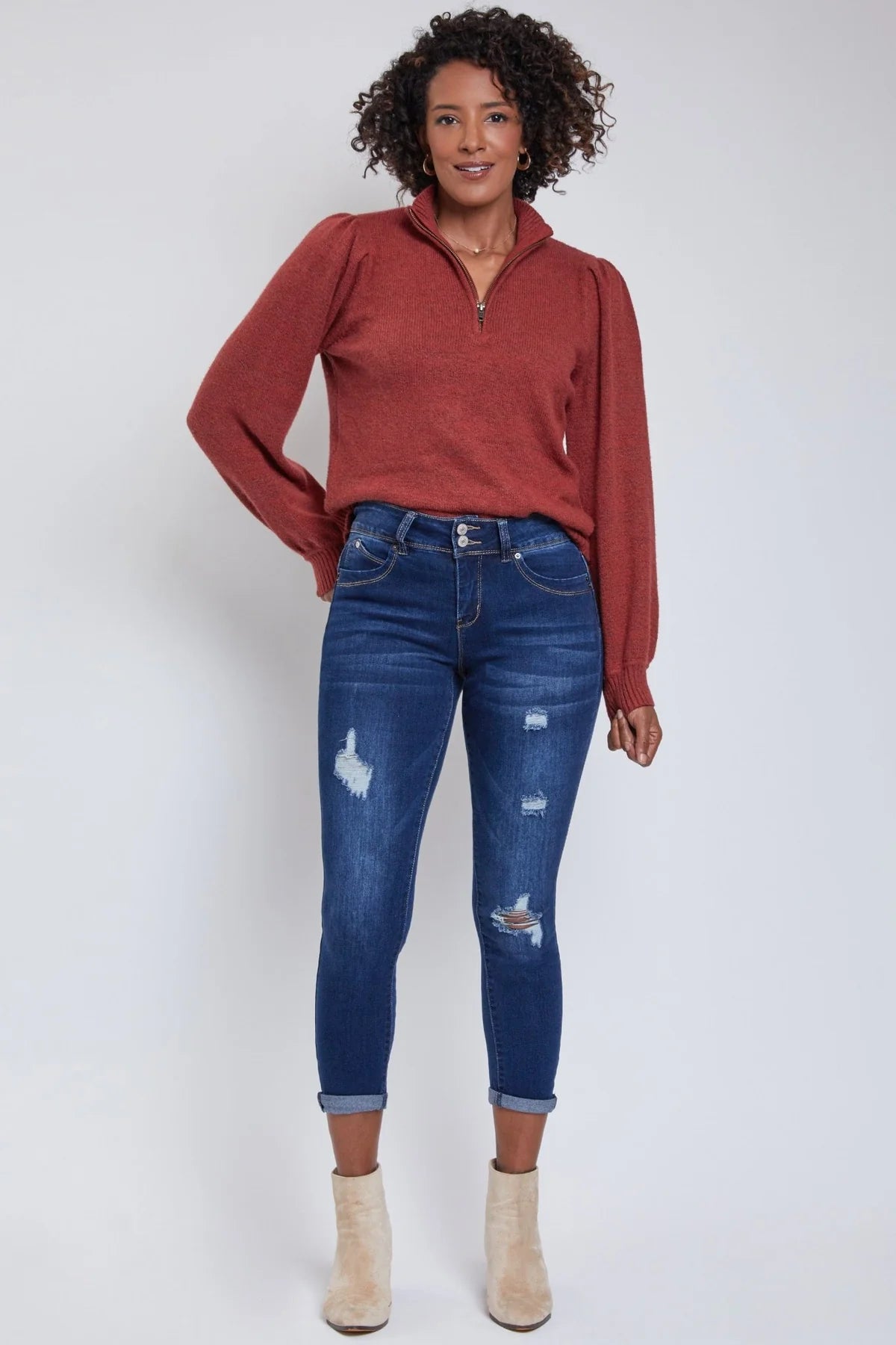 Curve Appeal Cuffed Ankle Jeans