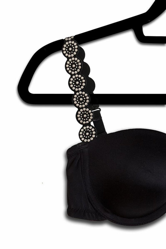 Black Bra / Interchangeable Silver Rockstud on Black Strap