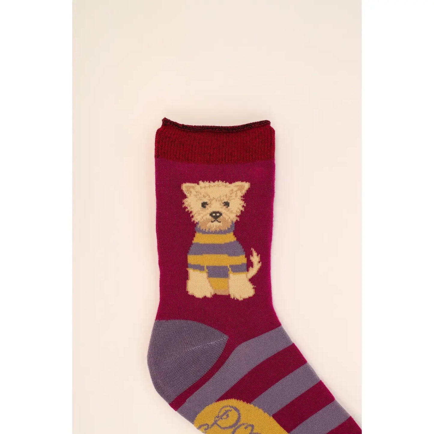 Wooly Westie Ankle Socks - Damson