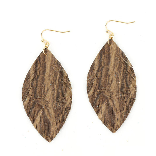 Snakeskin Leather Teardrop Earrings