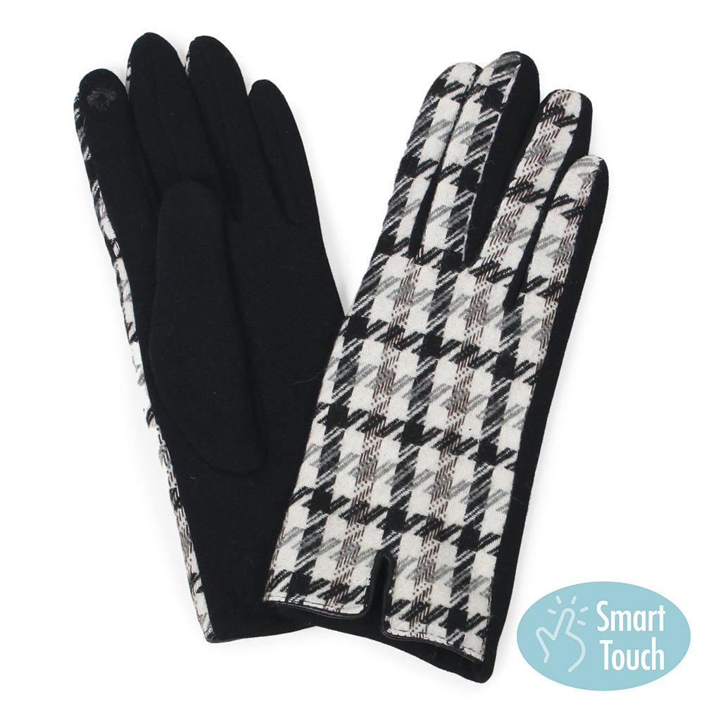 Houndstooth Knit Gloves
