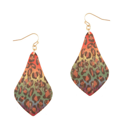 Multicolor Animal Print Cork Earrings