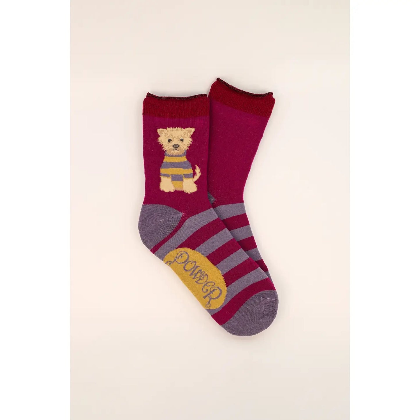 Wooly Westie Ankle Socks - Damson