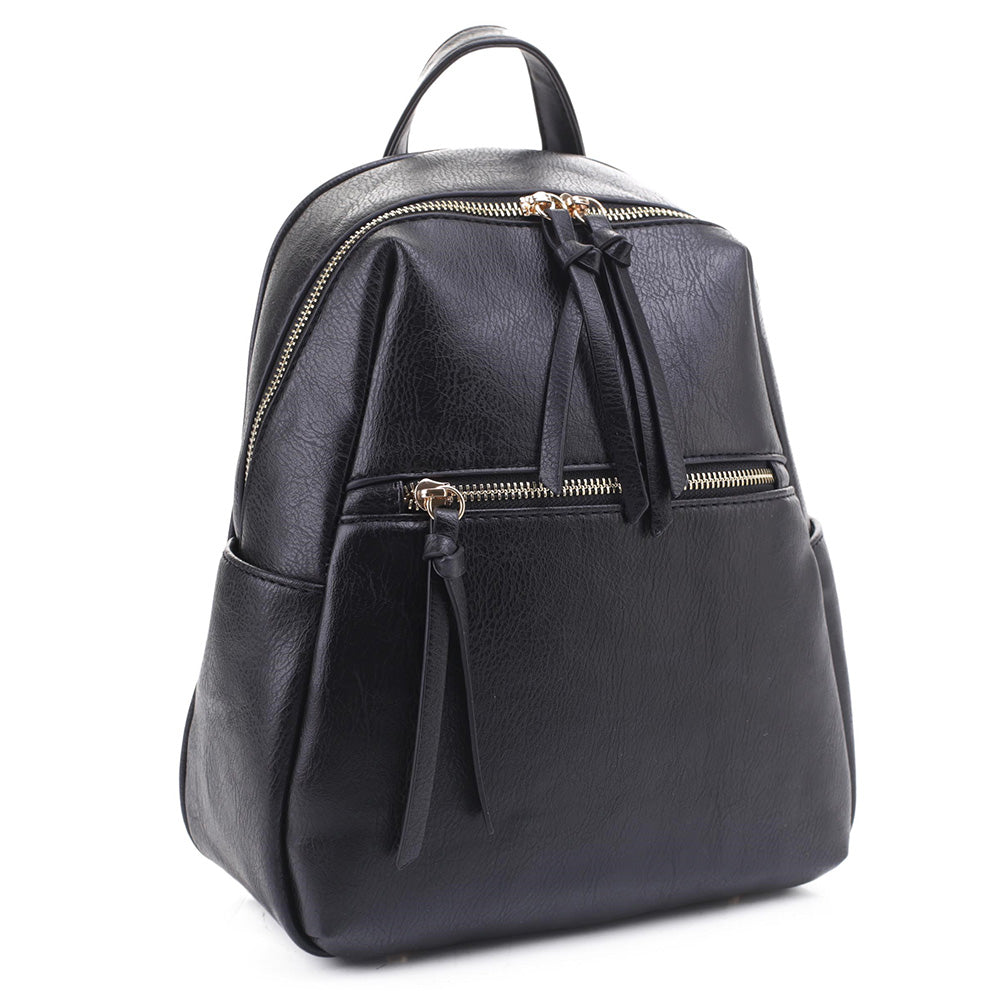 Black backpack fashion faux leather