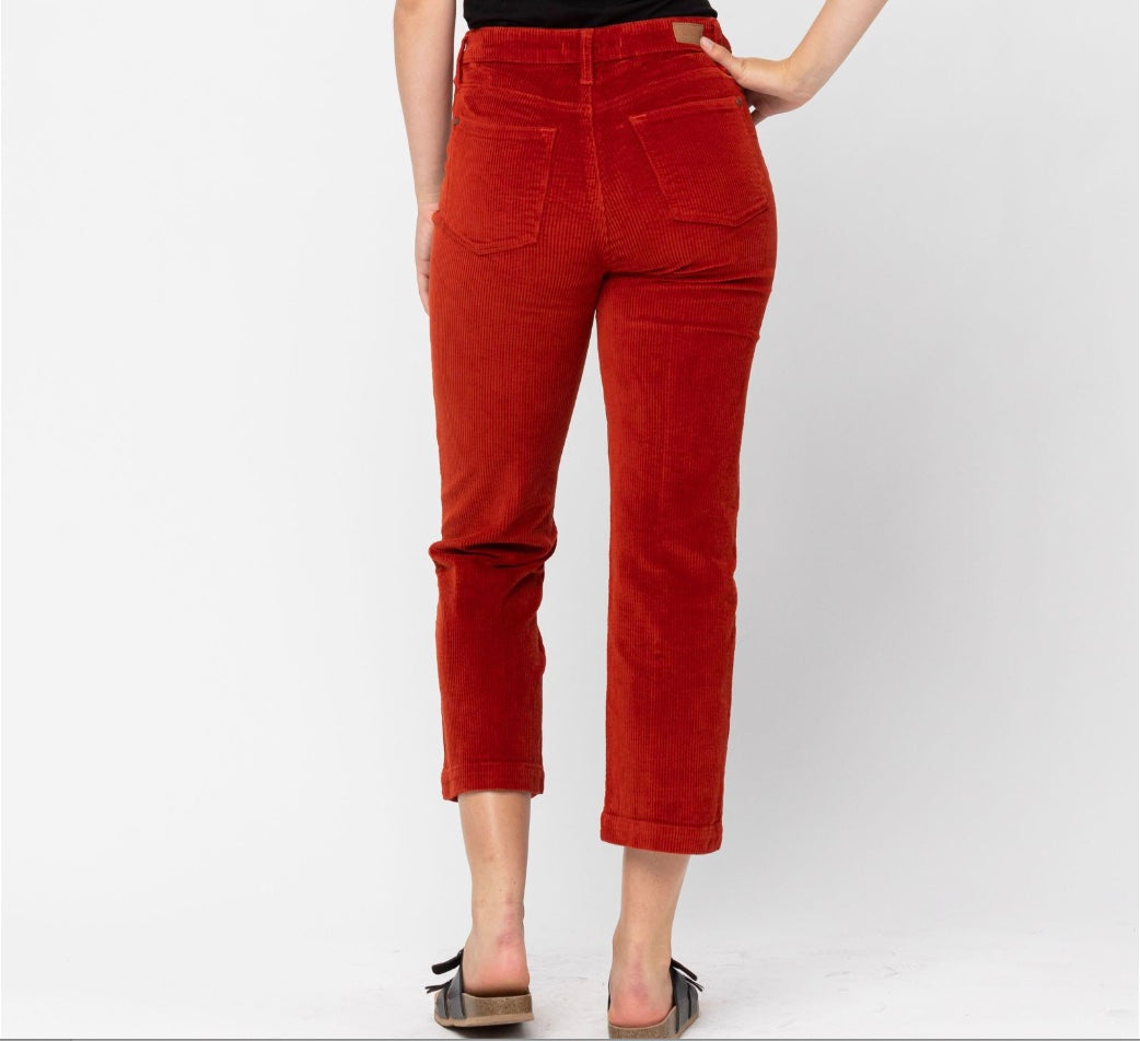 Judy Blue Button Fly Ankle Straight Corduroy Pants