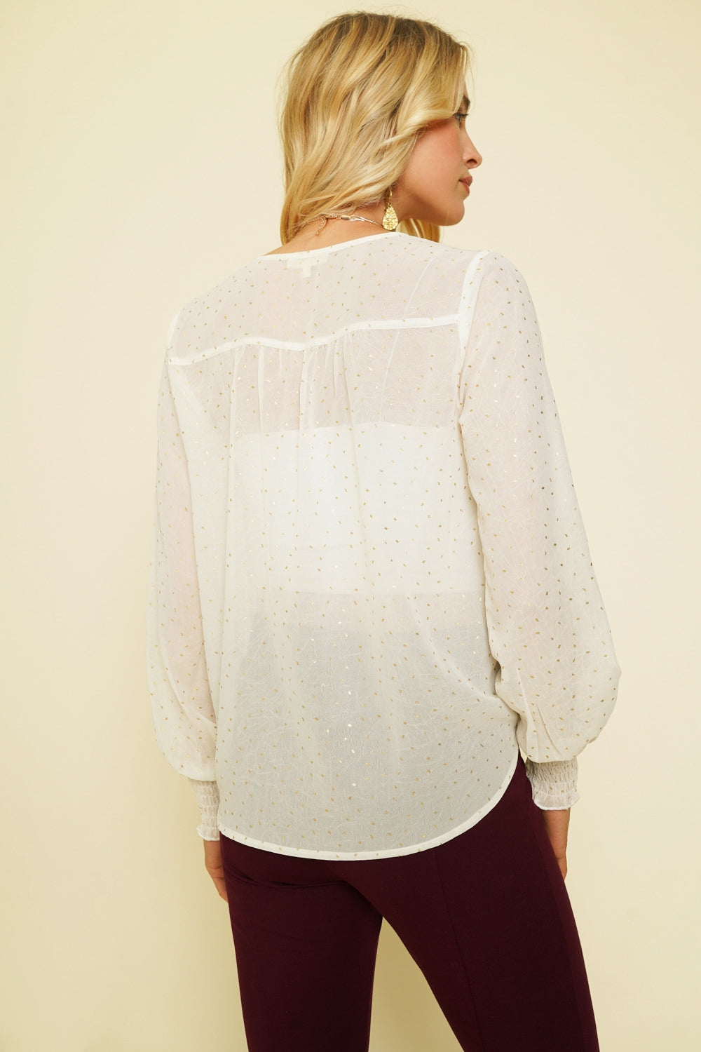 Glitter Chiffon Surplice Blouse