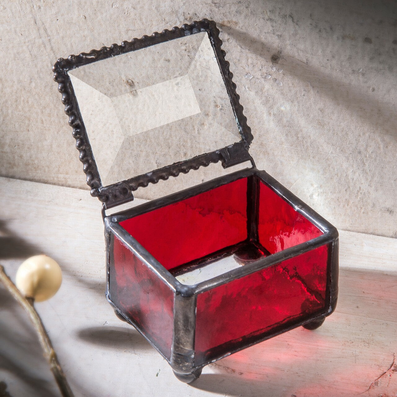 Small Stained Glass Red Ring Box