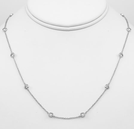 Silver Designer Inspired CZ Station Necklace
