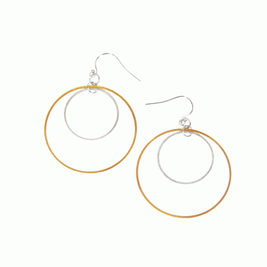 Scratched Gold Double Hoop Earring