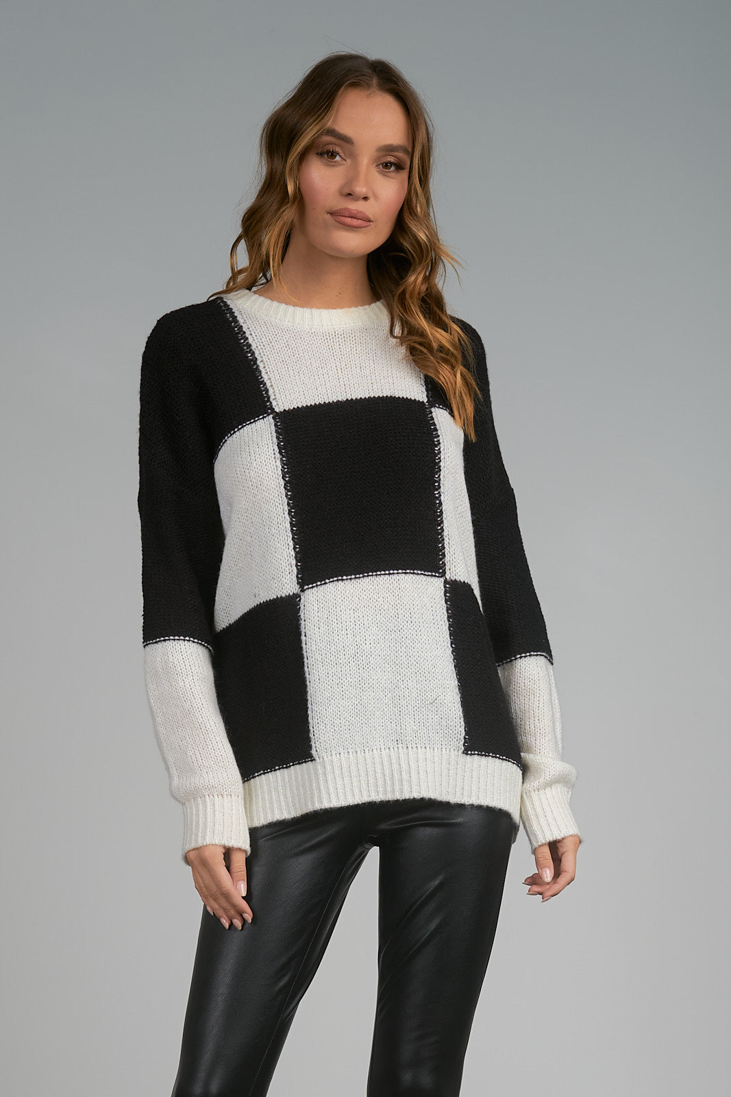 Checkerboard Crewneck Sweater