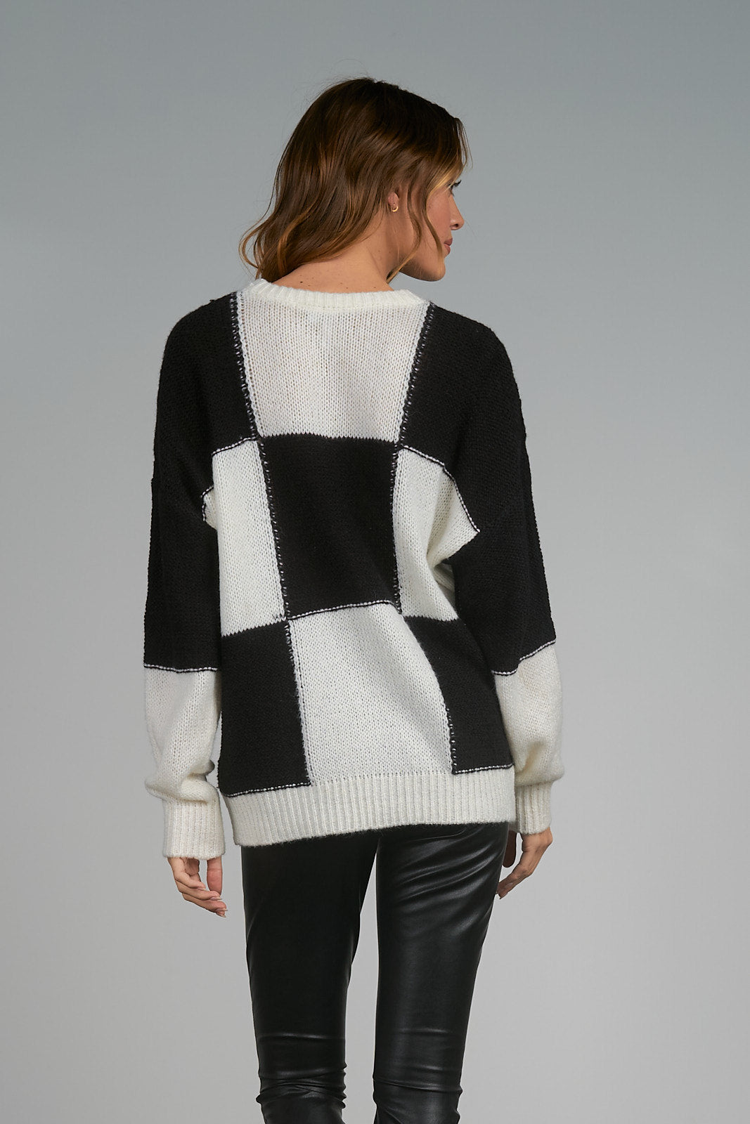 Checkerboard Crewneck Sweater