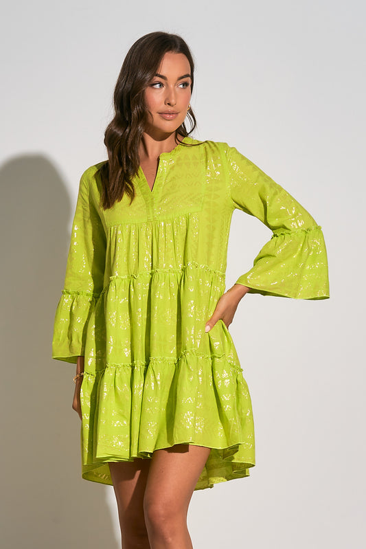 Lime Gold Arrow Print Mini Dress