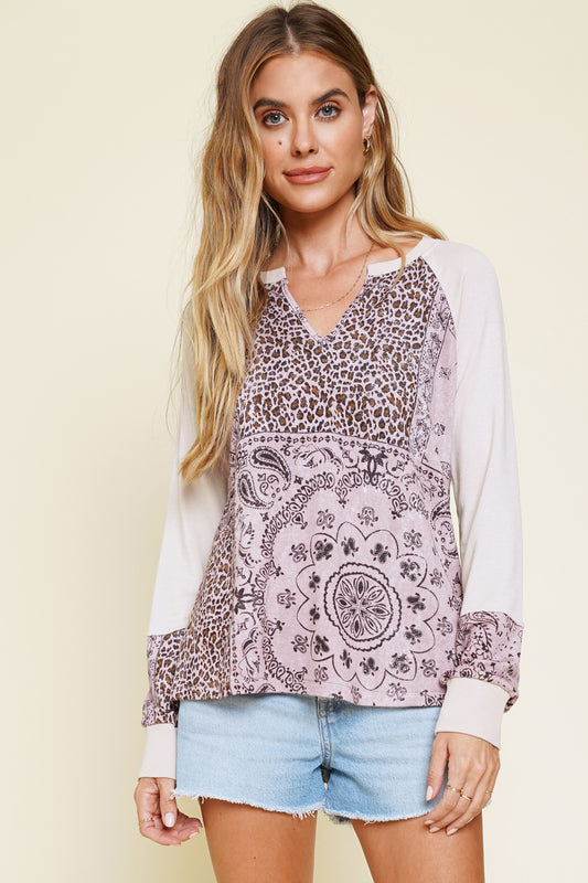 Dusty Lavender Mixed Media Top