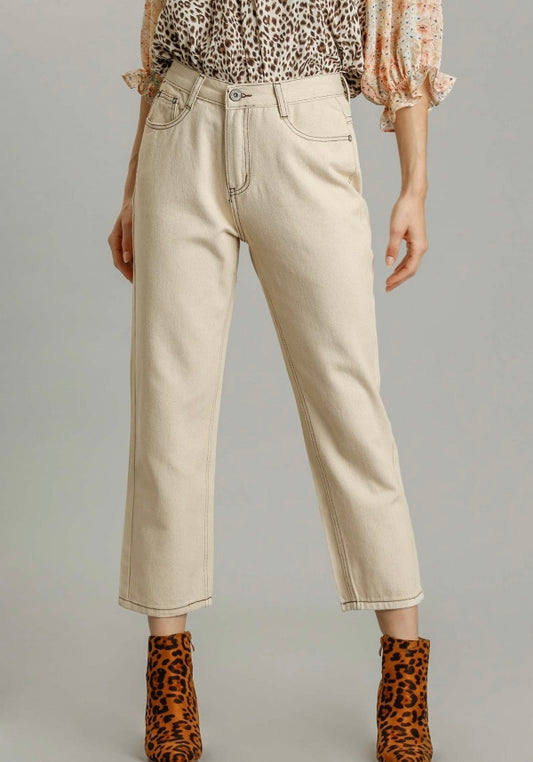 Ankle Length Straight Cut Natural Jeans