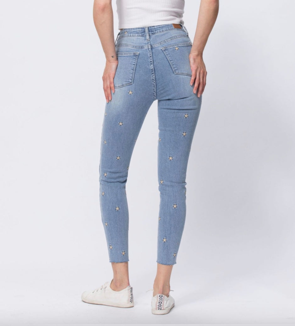 Judy Blue High Rise Starlight Embroidered Skinny Jeans