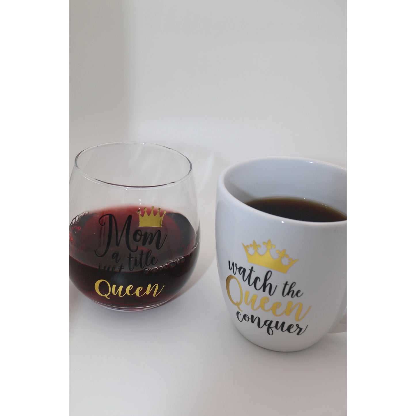 Mom Queen Mug & Wine Glass Set