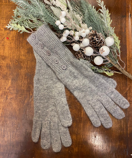 Wool Blend Side Button Gloves
