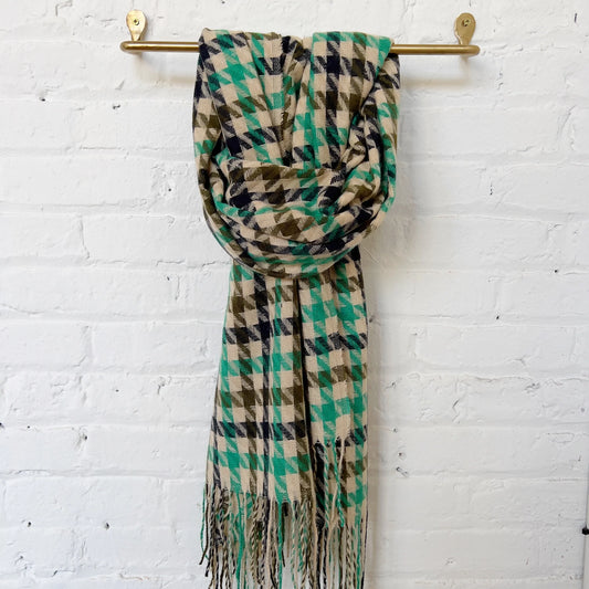 Green Houndstooth Winter Scarf