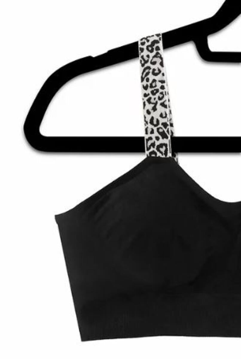 Black & White Cheetah Attached to Black Bra