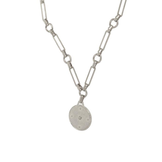 Chunky Chain Disc Pendant Necklace