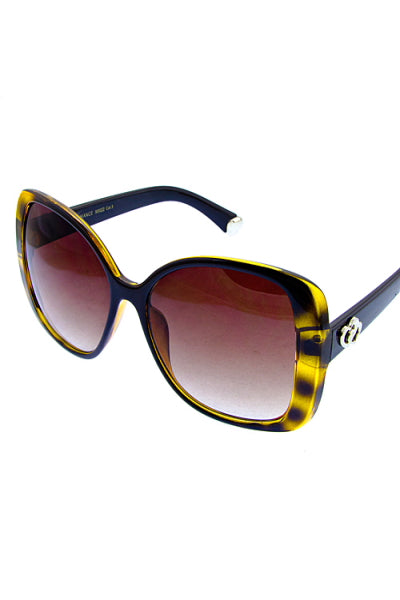 Square Shape Frame Animal Print Sunglasses