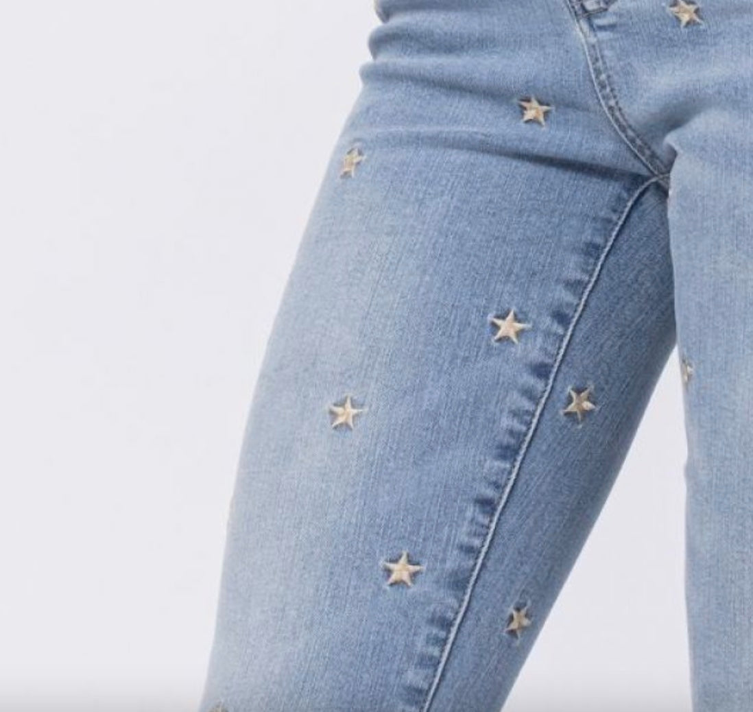 Judy Blue High Rise Starlight Embroidered Skinny Jeans