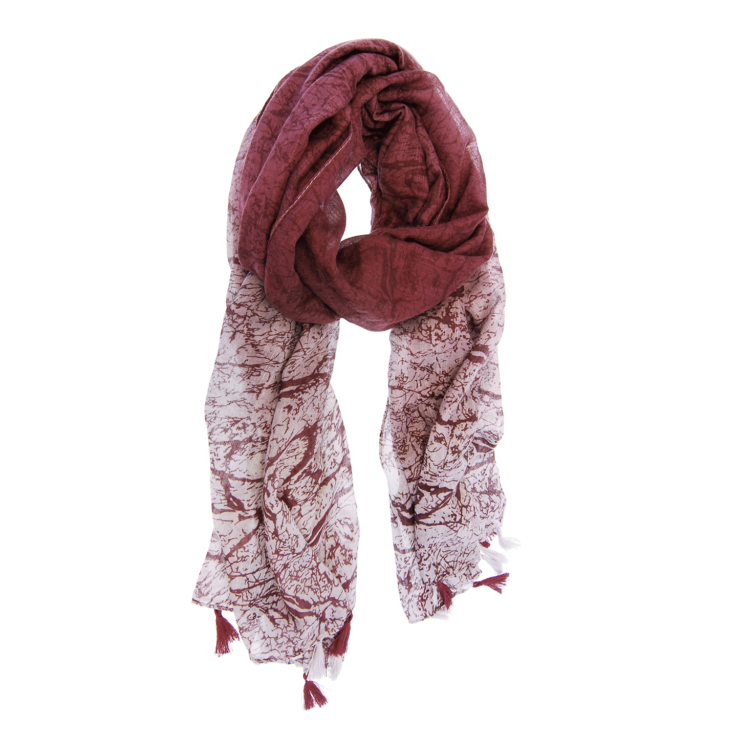 Burgundy Ombre Branches Scarf