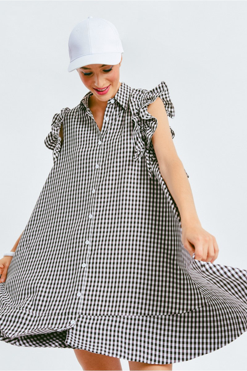 Mini Gingham Shirt Dress