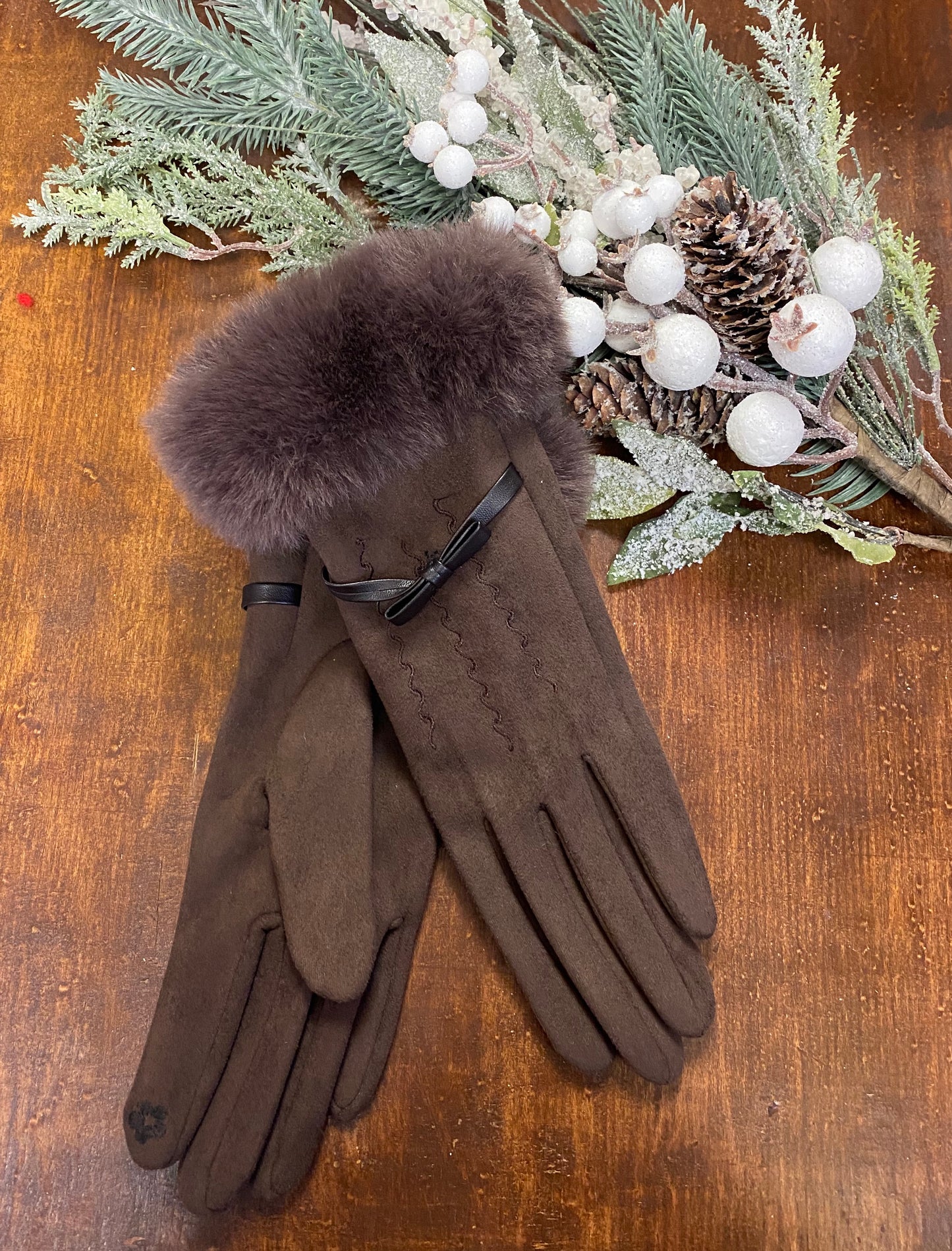 Faux Fur Trimmed Gloves