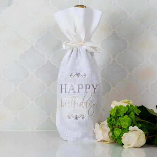 Happy Birthday Swirl Wine Bag