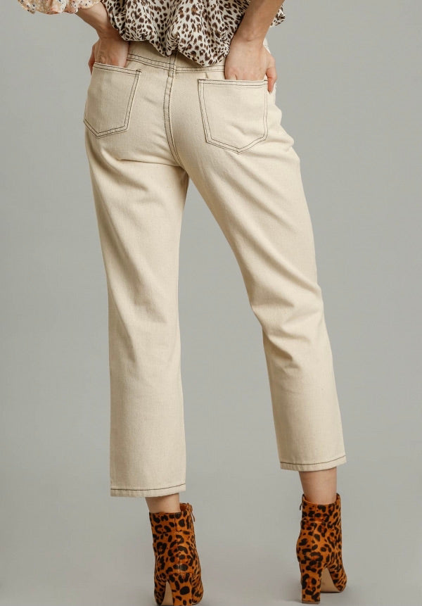 Ankle Length Straight Cut Natural Jeans