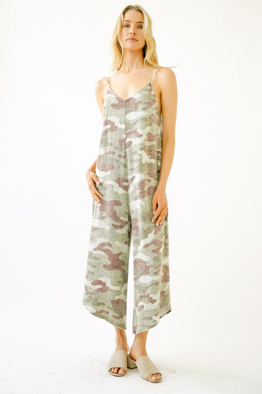 Washed Camo Baggy Jumpsuit