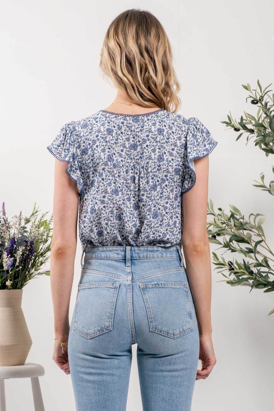 Ditsy Floral Lace Detail Top