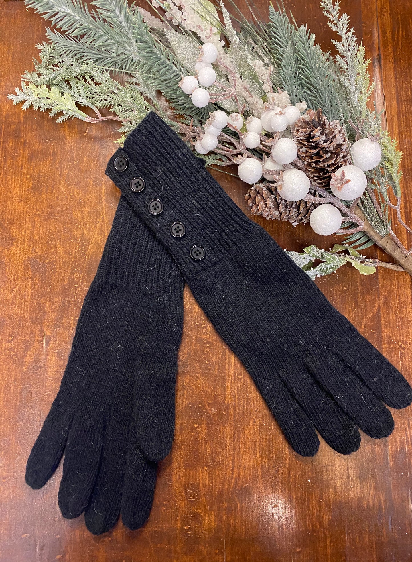 Wool Blend Side Button Gloves