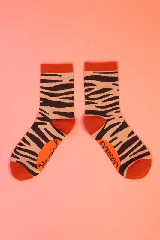 Ladies Ankle Socks Zebra Print