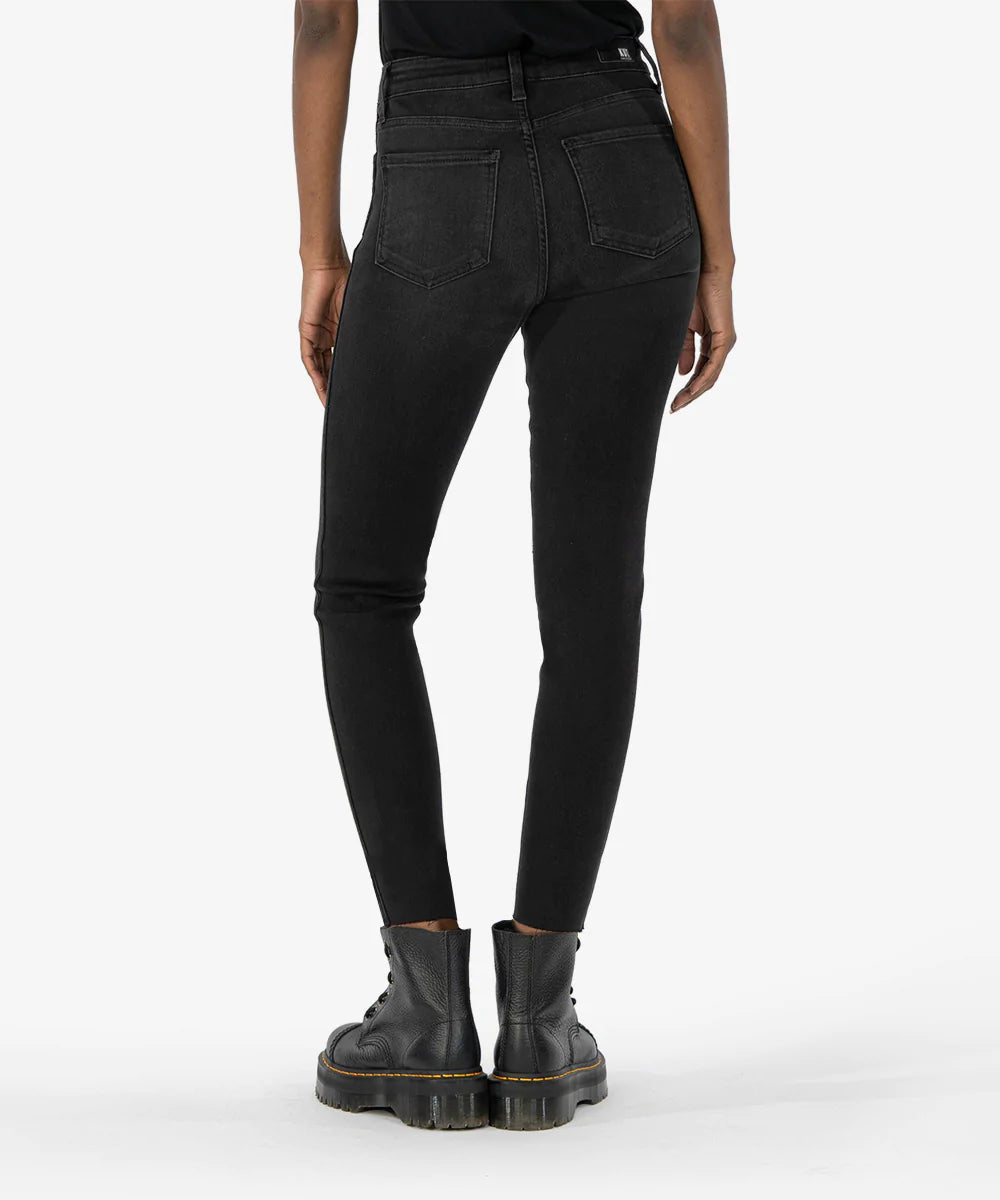 Kut From The Kloth Connie High Rise Fab Ab Ankle Skinny Raw Hem (Washed Black)