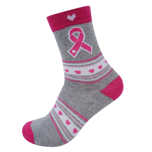 Women's Breast Cancer Hearts & Ribbons Novelty Socks
