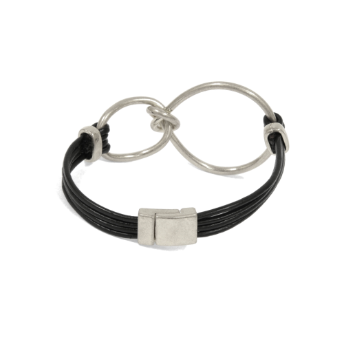 Knotted Rings Leather Bracelet